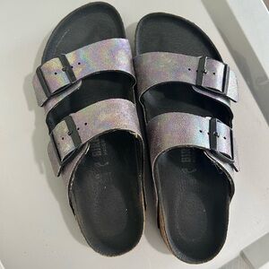 Iridescent Birkenstock Double Strap Sandals
